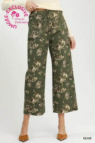 Floral Print Wide Leg Cropped Pants-Bottoms-option1]-Small-kendra-kays-boutique