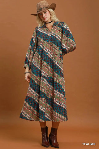 Mix Mixed Print Tiered Maxi Dress-Dresses-option1]-Small-kendra-kays-boutique
