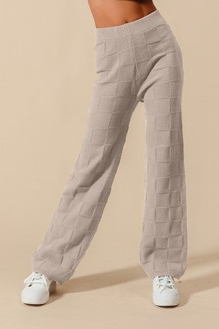 Checker pattern knitted straight leg pant-Bottoms-option1]-kendra-kays-boutique