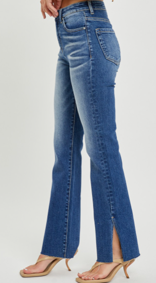 RISEN HIGH RISE RAW HEM STRAIGHT LEG WITH SLIT-Bottoms-option1]-kendra-kays-boutique